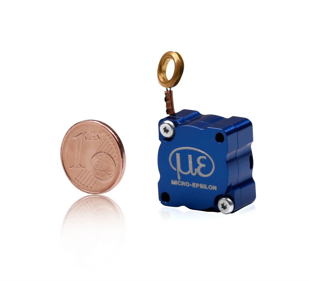  Der neue Miniatur-Seilzugsensor MT19 ist gerade so klein wie eine 1-Cent-Münze und damit derzeit einer der kleinsten Seilzugsensoren weltweit.